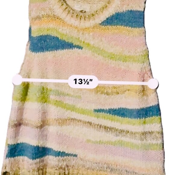 Pilcro sz M Crew Neck Knitted Tank Top Pastel Multi Sleeveless Sweater Vest - Picture 7 of 8
